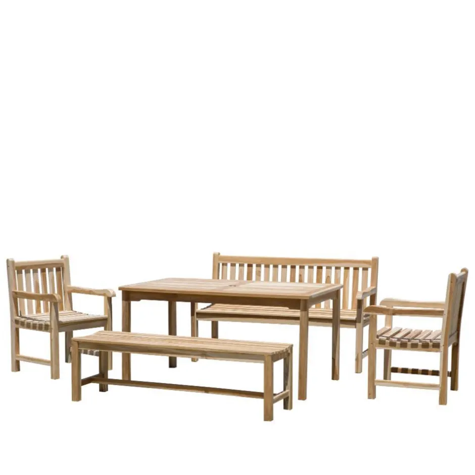 Wohnen Teakholz Gartentisch-Gruppe massiv - Crajeva (fünfteilig)