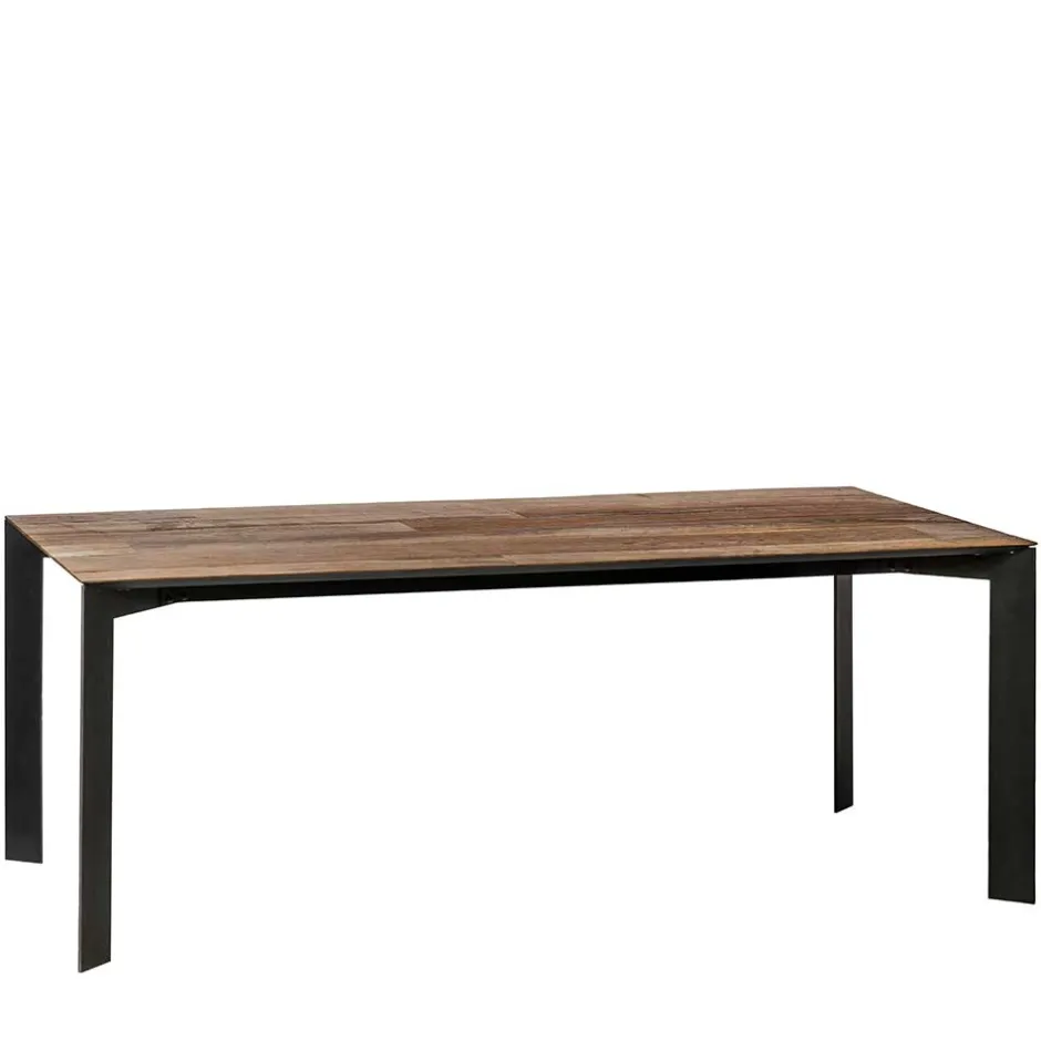 Wohnen Teakholz Tisch mit Stahl Gestell Schwarz - Hariesca