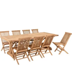 Teakholz Tischgruppe mit acht Stühlen - Kaena (neunteilig)^Wohnen Discount
