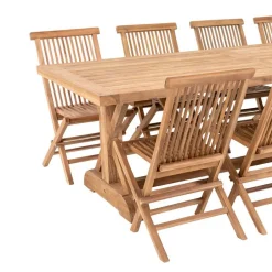 Teakholz Tischgruppe mit acht Stühlen - Kaena (neunteilig)^Wohnen Discount