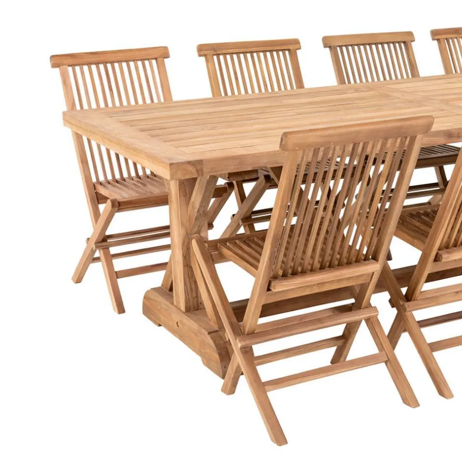 Teakholz Tischgruppe mit acht Stühlen - Kaena (neunteilig)^Wohnen Discount