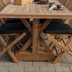 Teakholz Tischgruppe mit acht Stühlen - Kaena (neunteilig)^Wohnen Discount