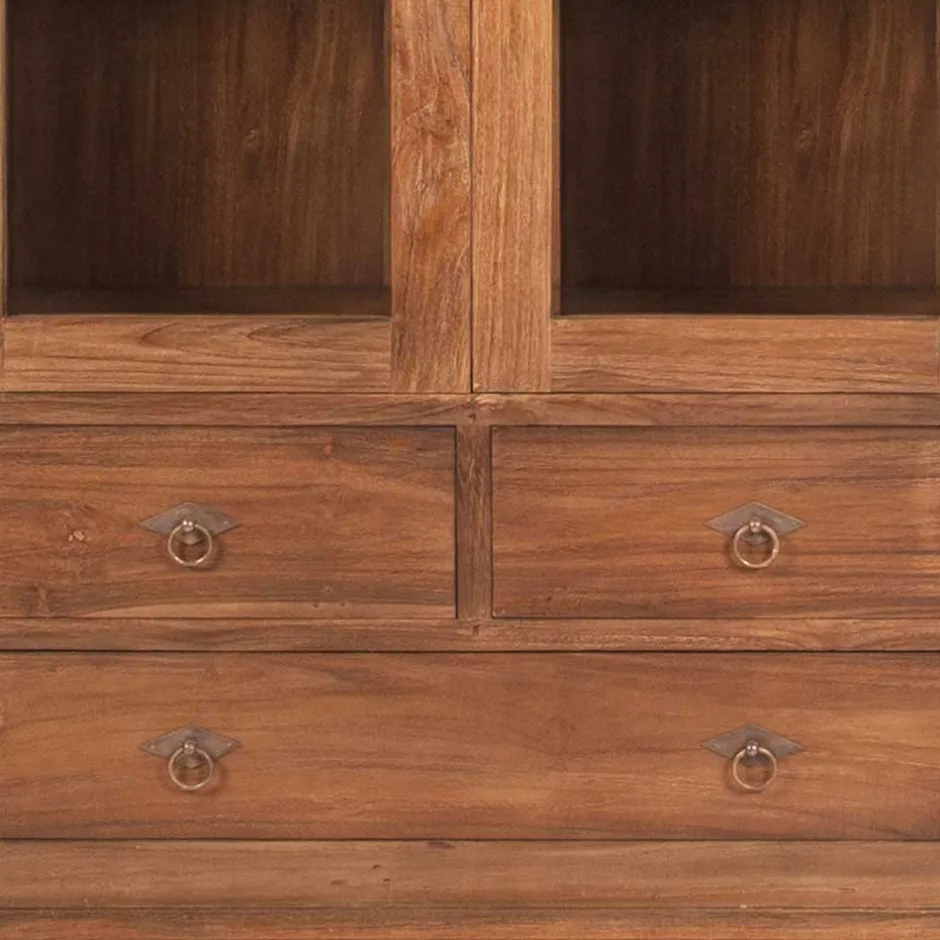 Teakholz Vitrinenschrank Mangato im Landhausstil^Wohnen Discount