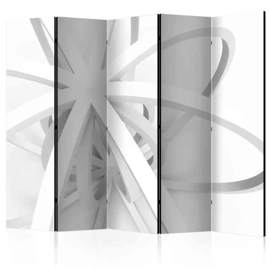 5-teiliger Design Paravent in Weiß Grau - Baladi^Wohnen Online
