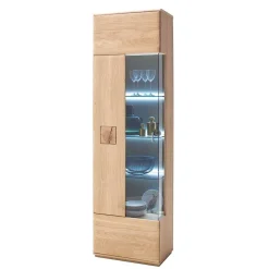 Teilmassive Standvitrine in Eiche Bianco Pontros optional mit LED^Wohnen Clearance