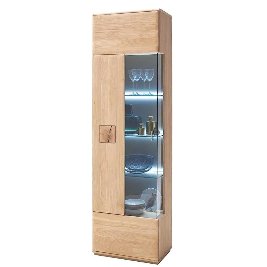 Teilmassive Standvitrine in Eiche Bianco Pontros optional mit LED^Wohnen Clearance