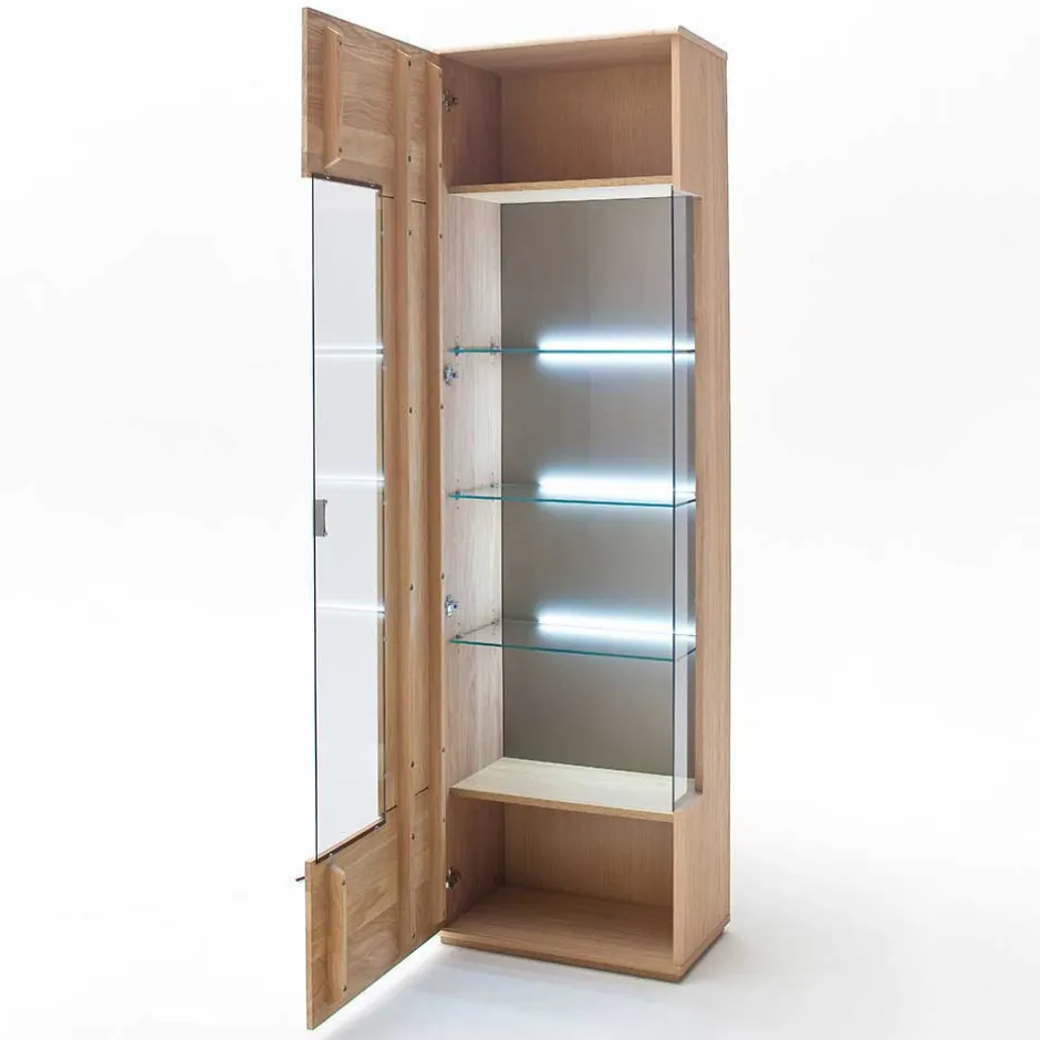 Teilmassive Standvitrine in Eiche Bianco Pontros optional mit LED^Wohnen Clearance