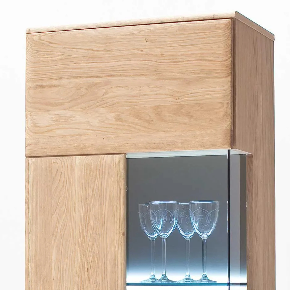 Teilmassive Standvitrine in Eiche Bianco Pontros optional mit LED^Wohnen Clearance