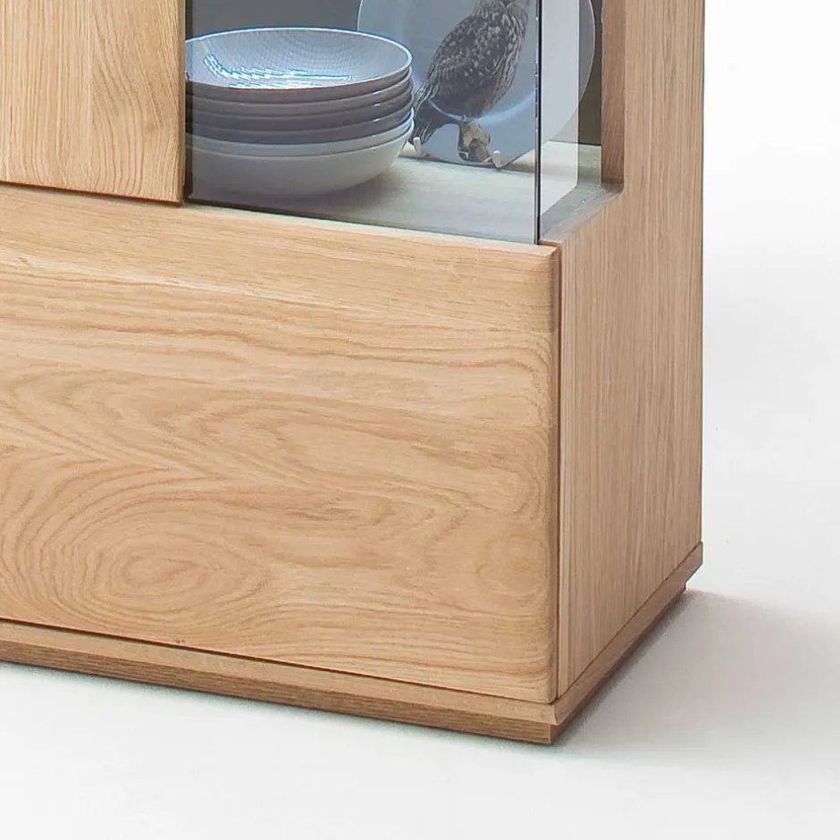 Teilmassive Standvitrine in Eiche Bianco Pontros optional mit LED^Wohnen Clearance