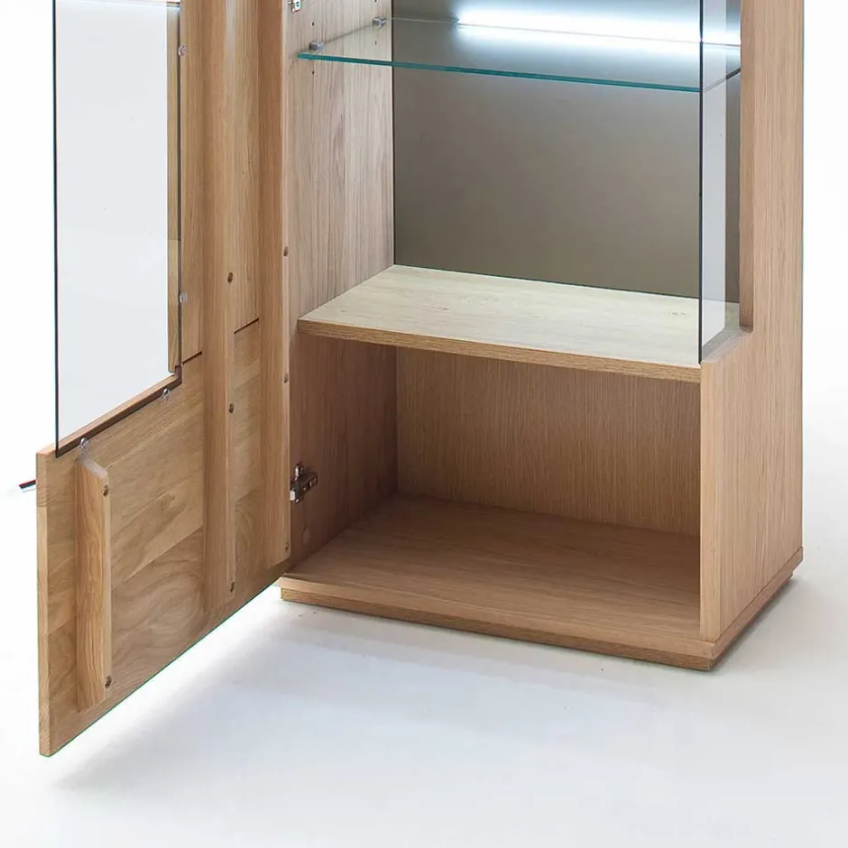 Teilmassive Standvitrine in Eiche Bianco Pontros optional mit LED^Wohnen Clearance