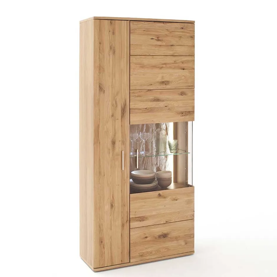Wohnen Teilmassive Wohnzimmervitrine in Eiche - Crokas