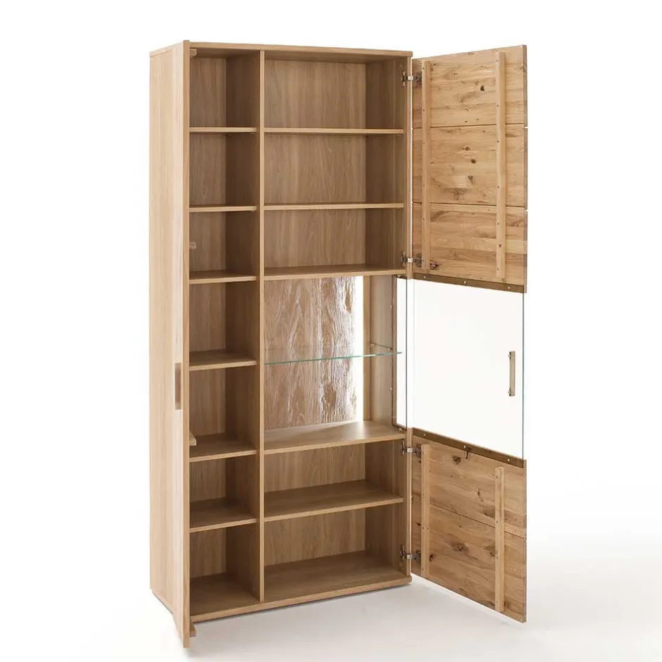 Wohnen Teilmassive Wohnzimmervitrine in Eiche - Crokas