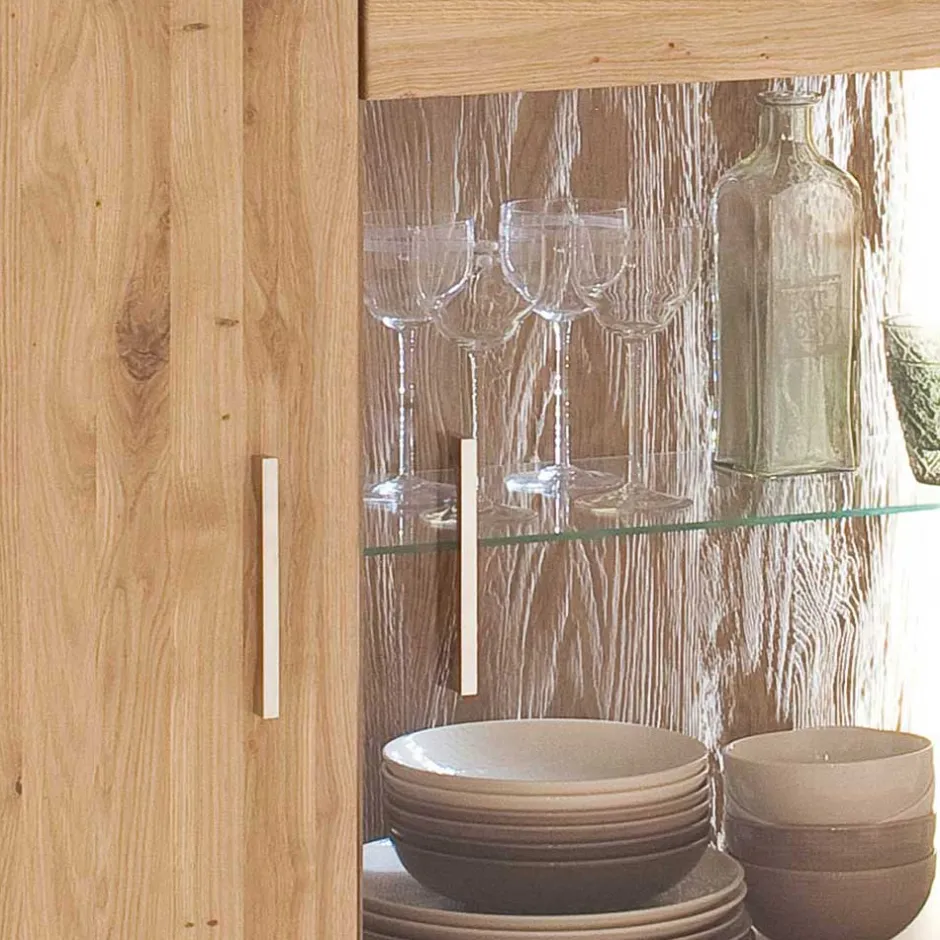 Wohnen Teilmassive Wohnzimmervitrine in Eiche - Crokas