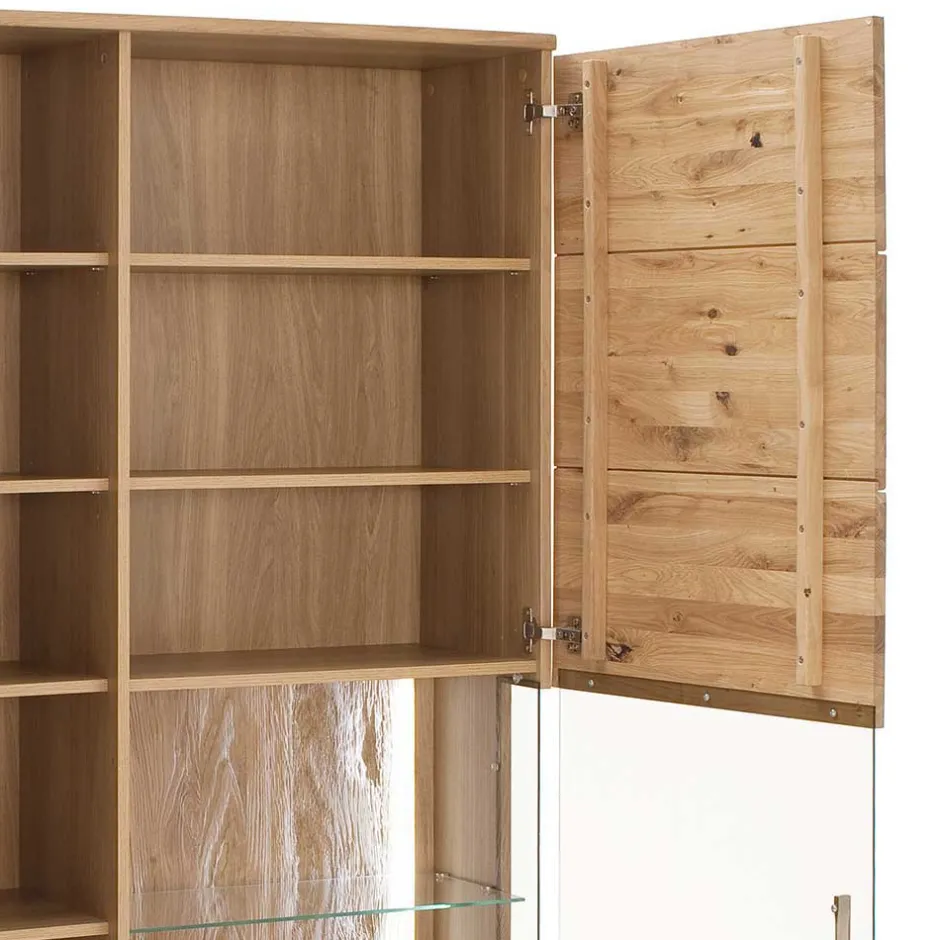 Wohnen Teilmassive Wohnzimmervitrine in Eiche - Crokas