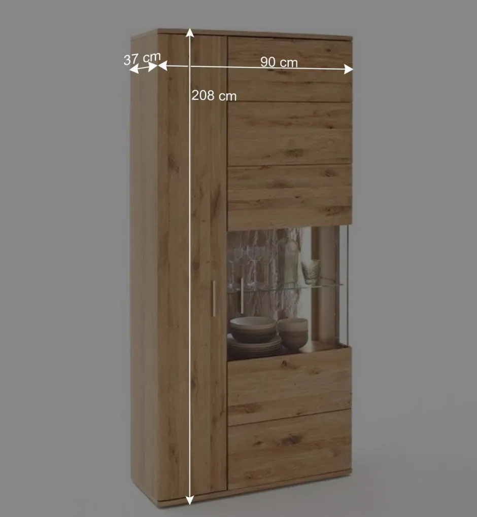 Wohnen Teilmassive Wohnzimmervitrine in Eiche - Crokas