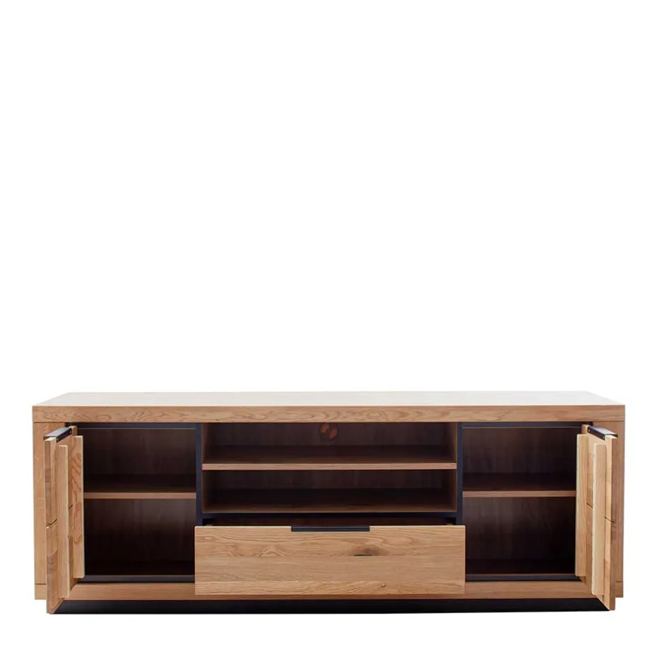 Teilmassives TV Board in Wildeiche und Schwarz - Vlacoma^Wohnen Clearance