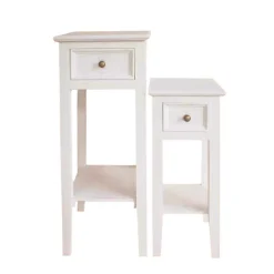 Wohnen Telefontisch Set Liacora in Weiß (zweiteilig)