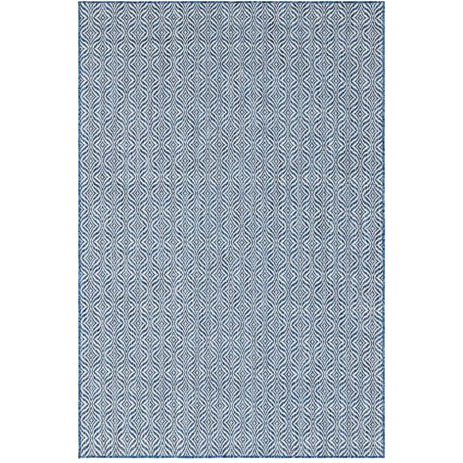 Wohnen Teppich für Draußen in Dunkelblau und Creme - Argyrio