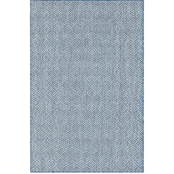 Wohnen Teppich für Draußen in Dunkelblau und Creme - Argyrio