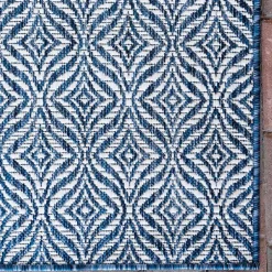 Wohnen Teppich für Draußen in Dunkelblau und Creme - Argyrio