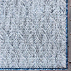 Wohnen Teppich für Draußen in Dunkelblau und Creme - Argyrio