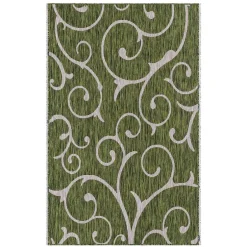 Wohnen Terrassen Teppich in Oliv Grün und Cremeweiß - Duran