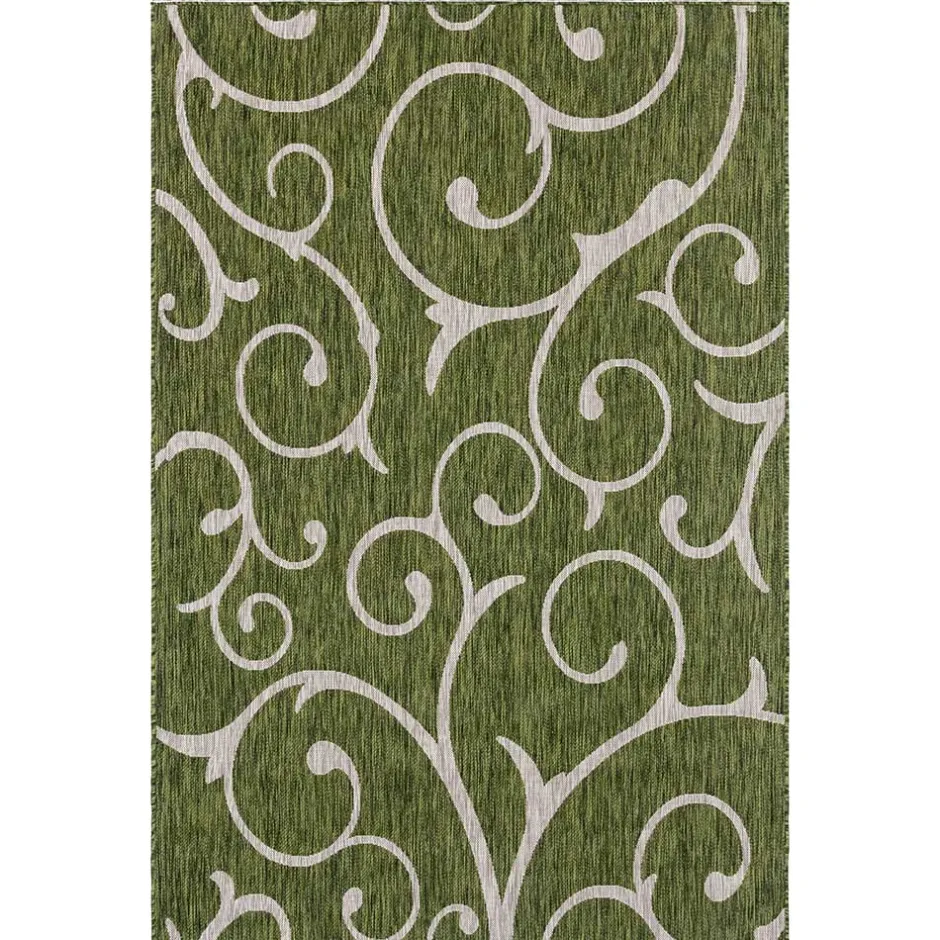 Wohnen Terrassen Teppich in Oliv Grün und Cremeweiß - Duran