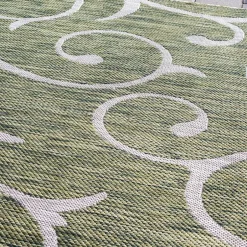 Wohnen Terrassen Teppich in Oliv Grün und Cremeweiß - Duran