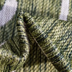 Wohnen Terrassen Teppich in Oliv Grün und Cremeweiß - Duran