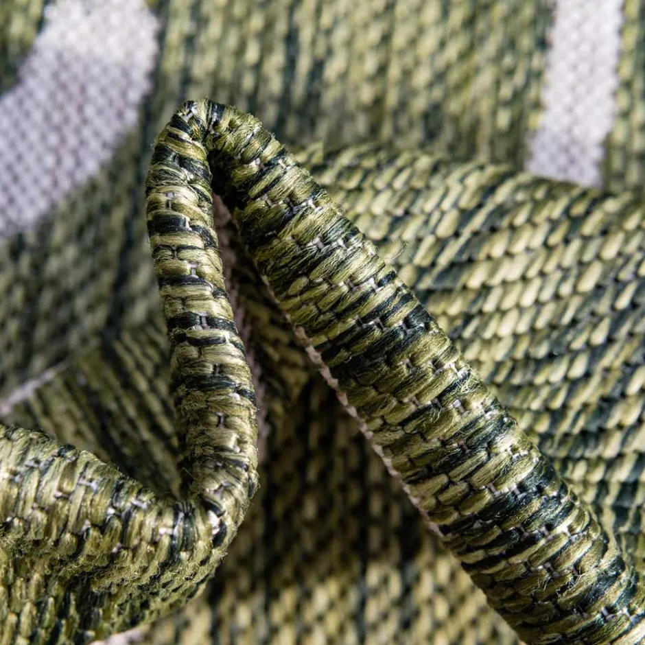 Wohnen Terrassen Teppich in Oliv Grün und Cremeweiß - Duran