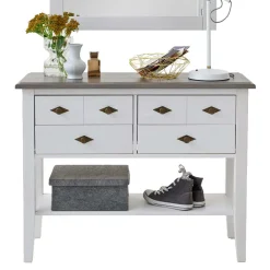 Tisch Kommode Mirandesca in Weiß Grau^Wohnen Clearance