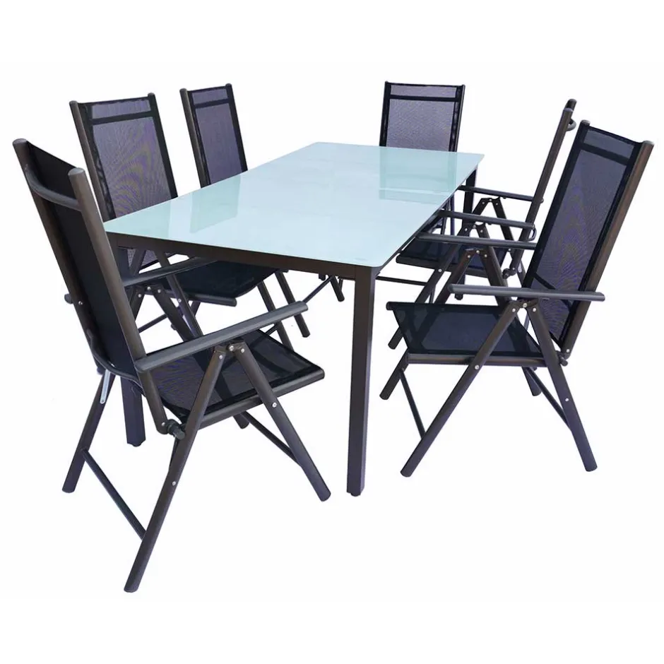 Wohnen Tisch mit Klappstühlen für den Garten - Anlina (siebenteilig)