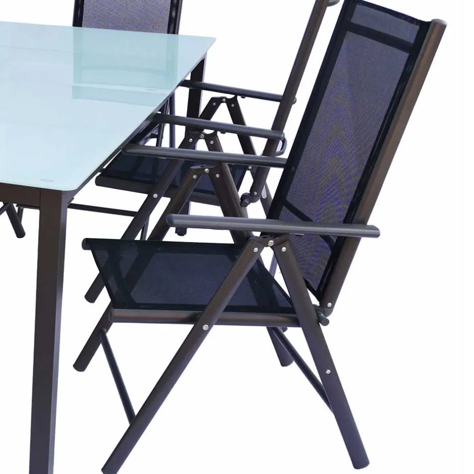 Wohnen Tisch mit Klappstühlen für den Garten - Anlina (siebenteilig)