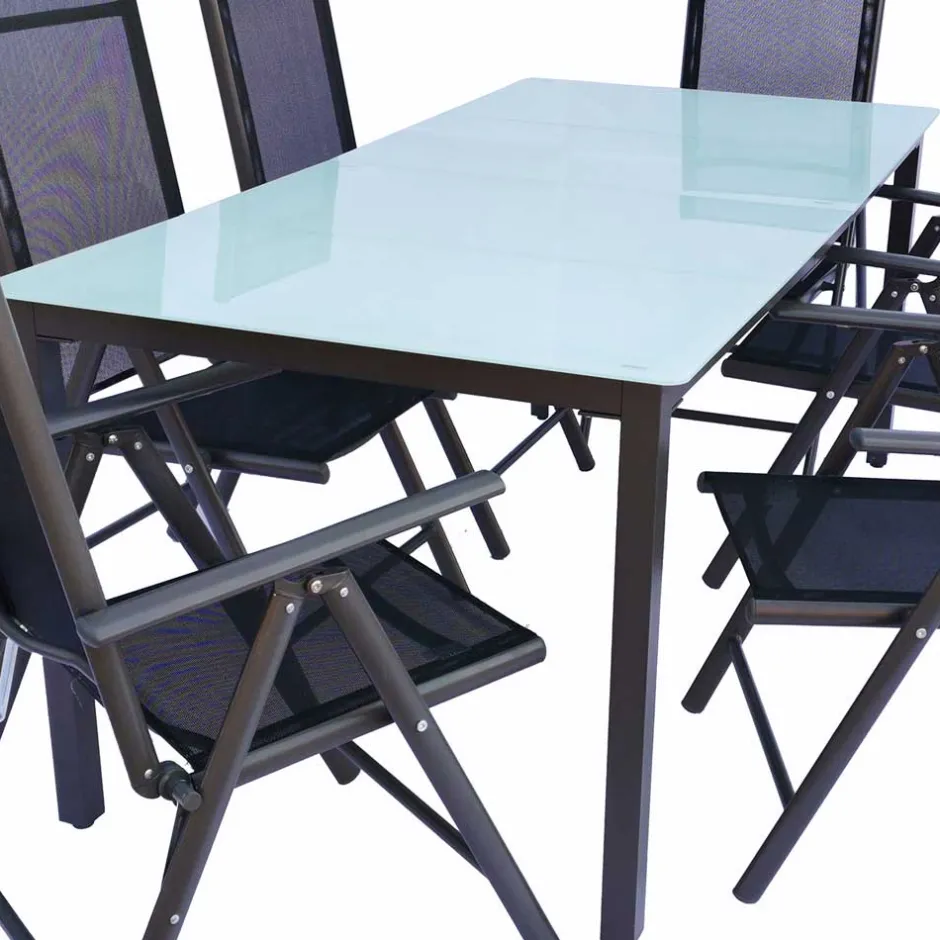 Wohnen Tisch mit Klappstühlen für den Garten - Anlina (siebenteilig)