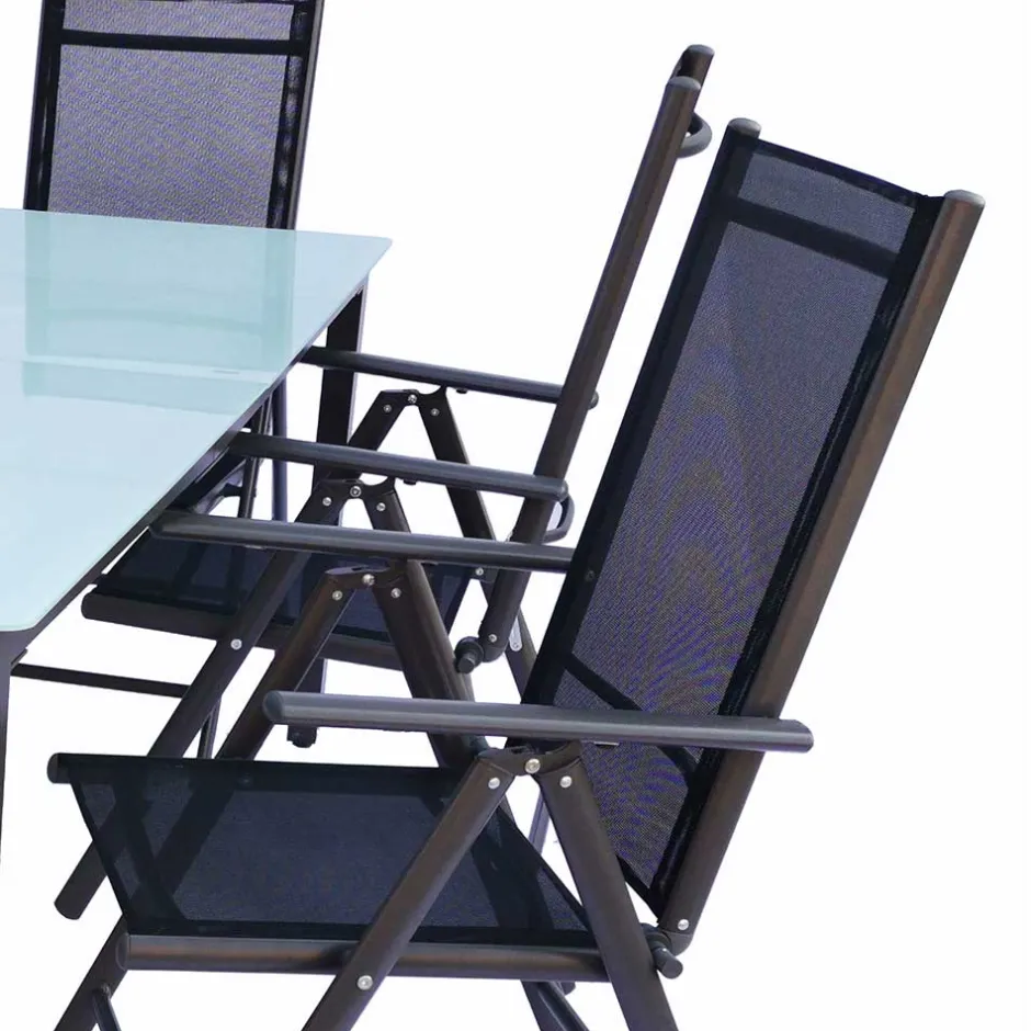 Wohnen Tisch mit Klappstühlen für den Garten - Anlina (siebenteilig)