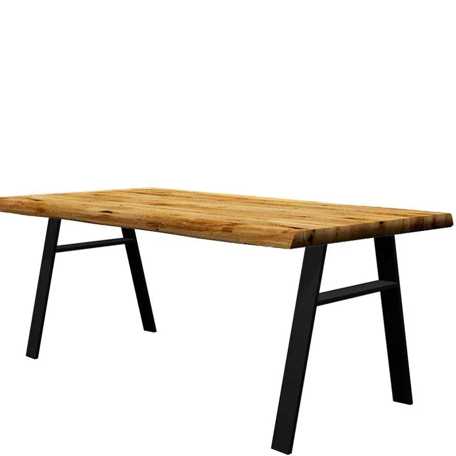 Wohnen Tisch mit Naturkante Eichenholz Platte - Basilius