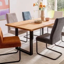 Tisch mit Wildeiche Massivholzplatte - Guven^Wohnen Clearance