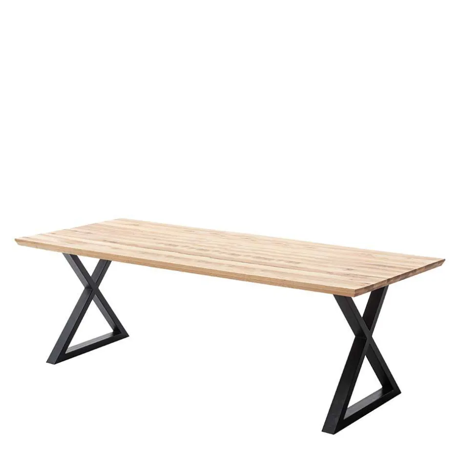 Tisch mit X-Gestell und Zerreiche Platte - Aljawis^Wohnen Sale