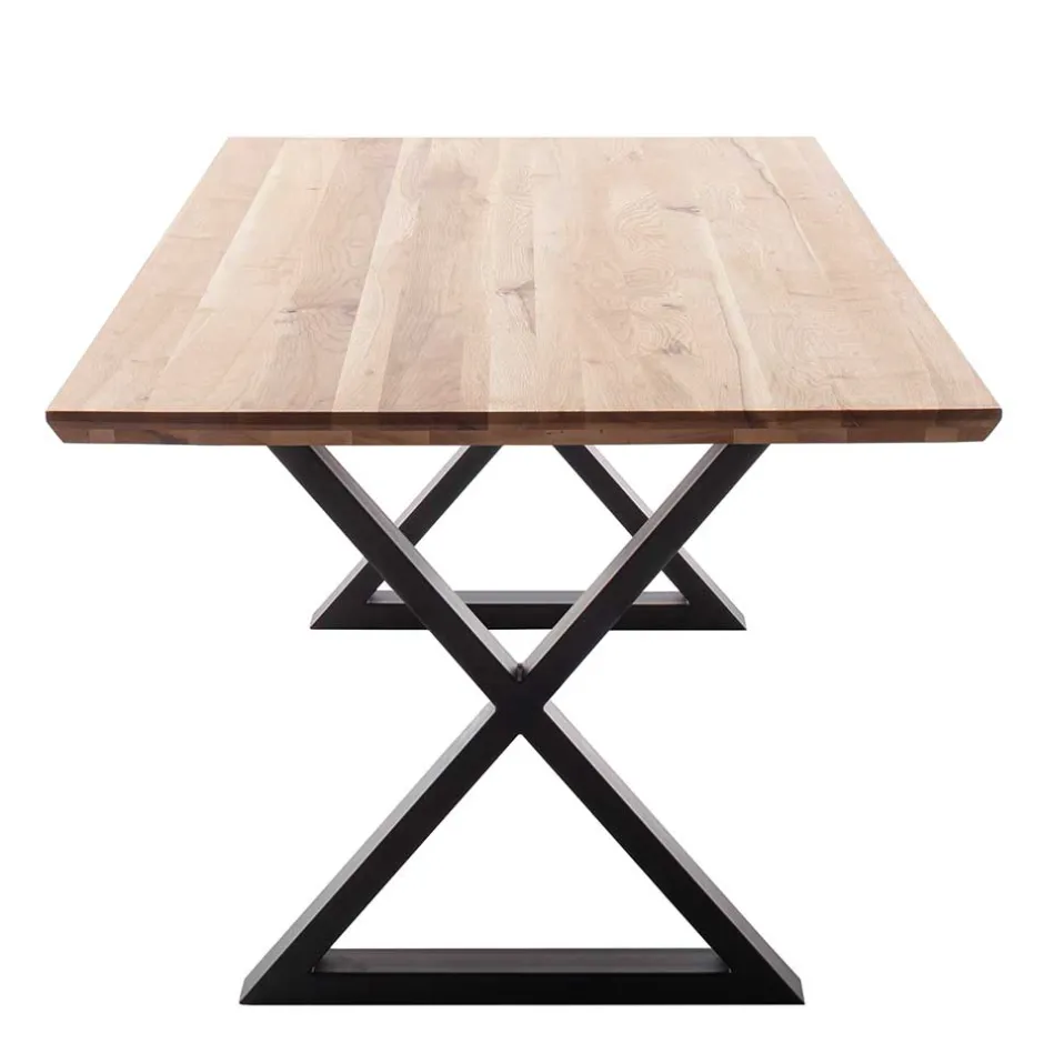 Tisch mit X-Gestell und Zerreiche Platte - Aljawis^Wohnen Sale