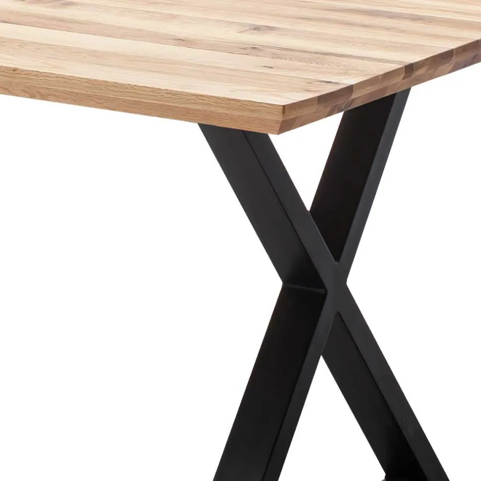 Tisch mit X-Gestell und Zerreiche Platte - Aljawis^Wohnen Sale