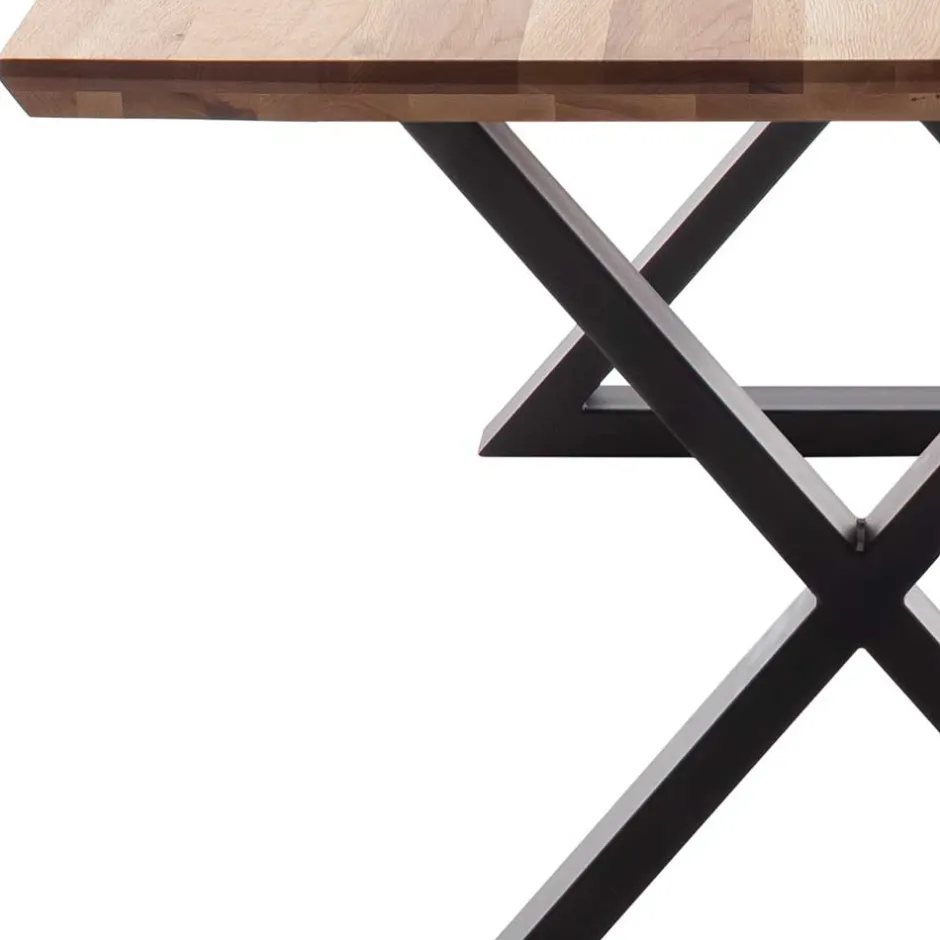 Tisch mit X-Gestell und Zerreiche Platte - Aljawis^Wohnen Sale