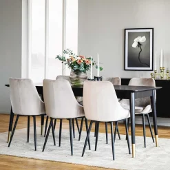 Wohnen Tischgruppe in Schwarz & Beige - Orgevia (siebenteilig)