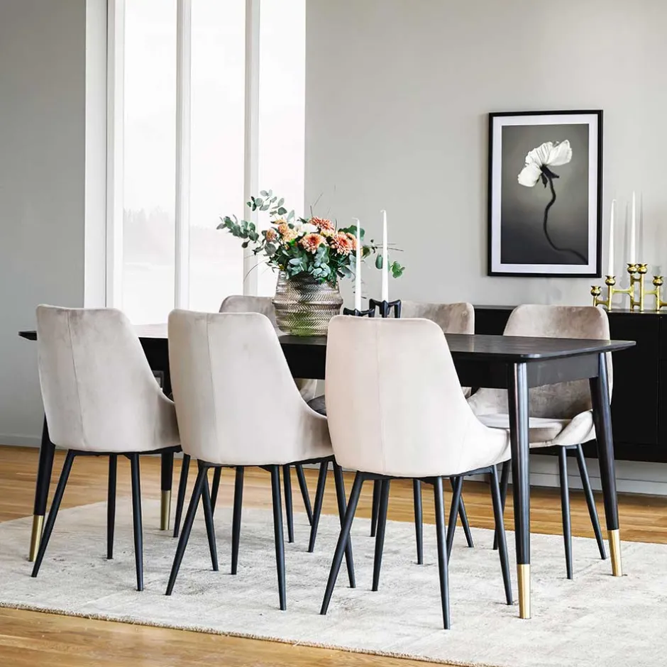 Wohnen Tischgruppe in Schwarz & Beige - Orgevia (siebenteilig)