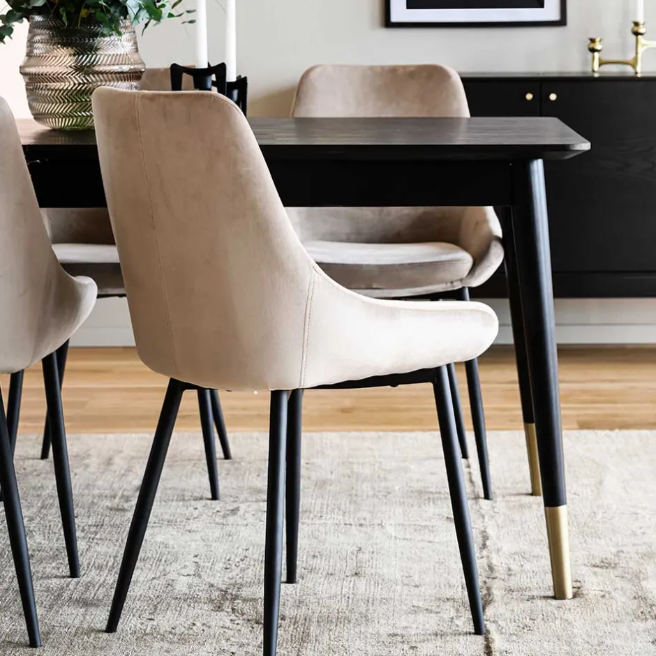 Wohnen Tischgruppe in Schwarz & Beige - Orgevia (siebenteilig)