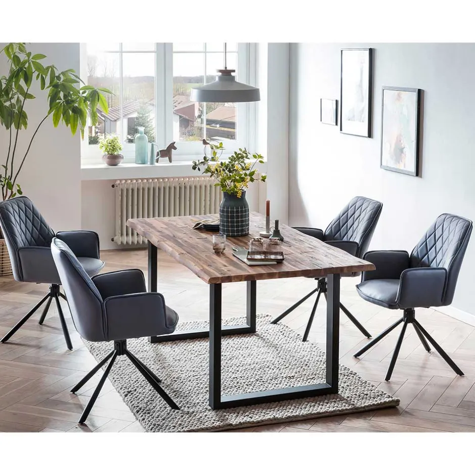 Wohnen Tischgruppe mit Drehstühlen im Set - Cheyenne (fünfteilig)