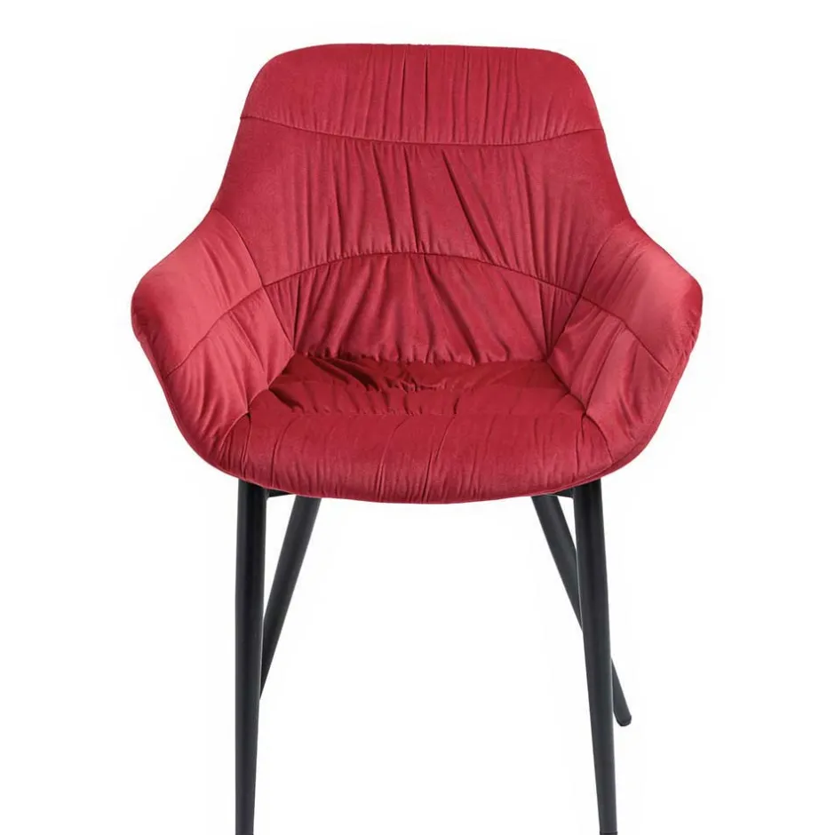 Wohnen Tischgruppe mit vier roten Stühlen - Syrec (fünfteilig)