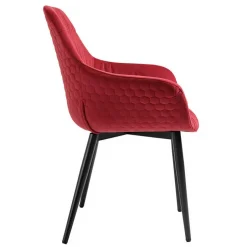 Wohnen Tischgruppe mit vier roten Stühlen - Syrec (fünfteilig)