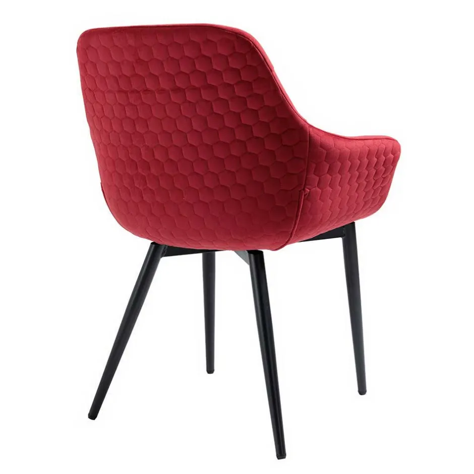 Wohnen Tischgruppe mit vier roten Stühlen - Syrec (fünfteilig)