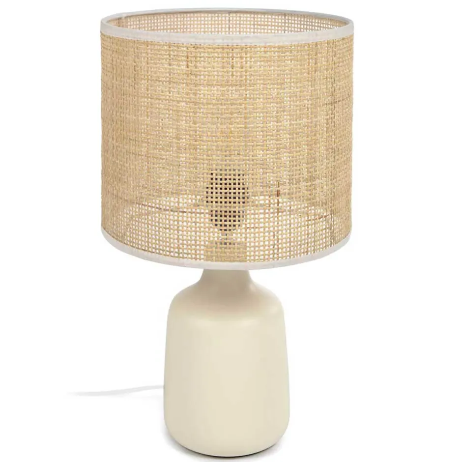 Tischleuchte aus Bambus Geflecht in Beige - Veromica^Wohnen Online