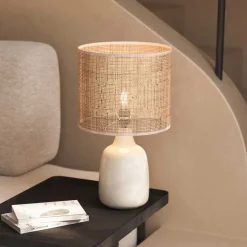 Tischleuchte aus Bambus Geflecht in Beige - Veromica^Wohnen Online